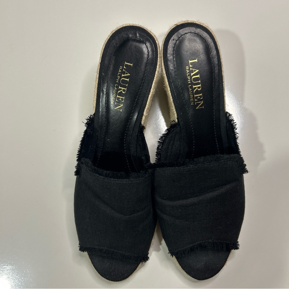 Lauren Ralph Lauren Carlynda Espadrille Shoes Women’s 8B Black Linen Slip On